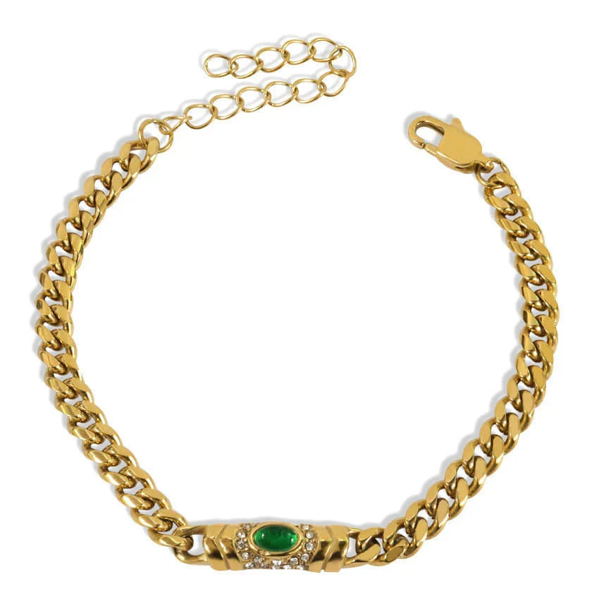 Retro Cuban Stone Bracelet