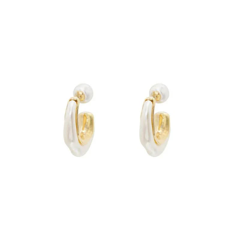Distorted Pearl Hoop Earrings