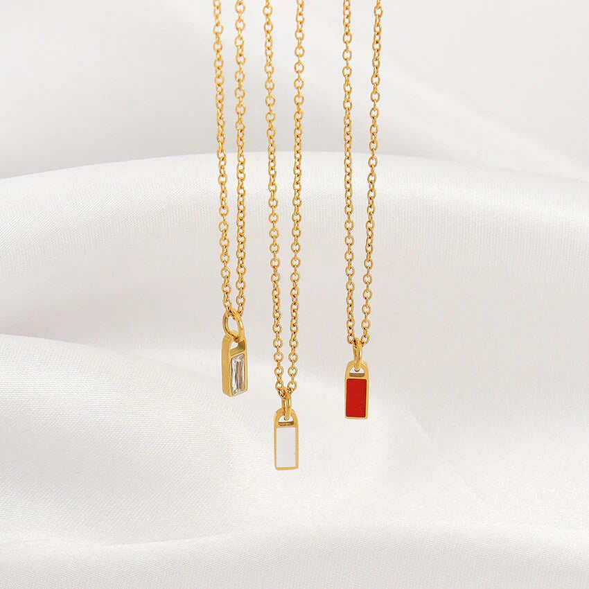 Rectangular Column Pendant Titanium Steel Necklace