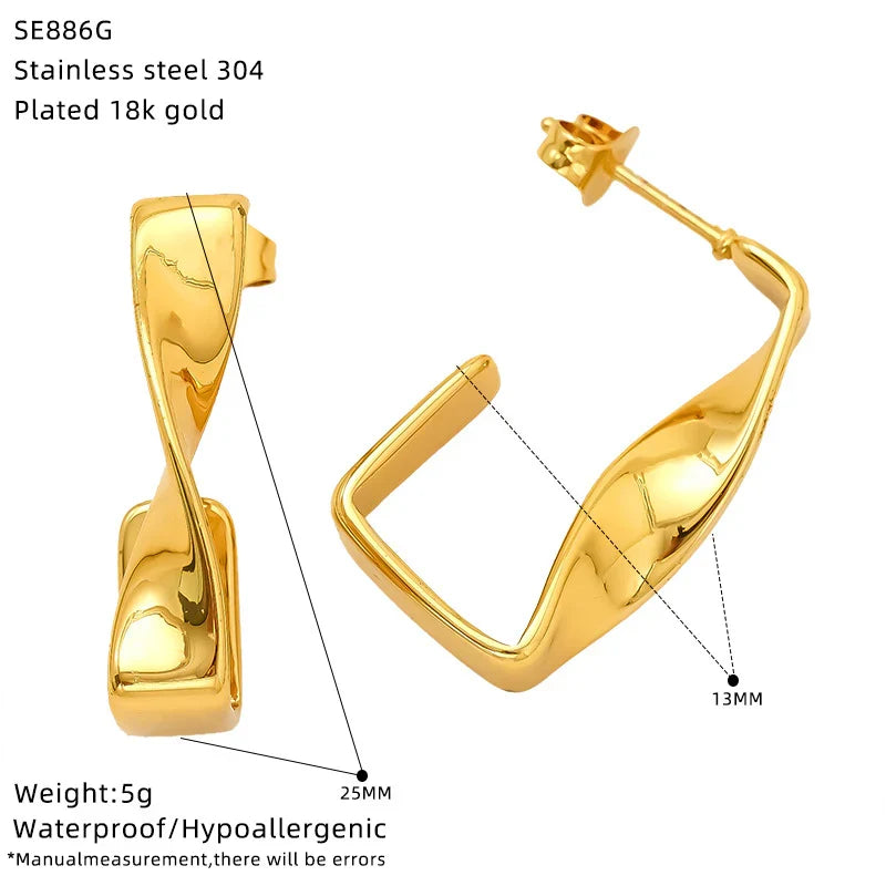 Cross border fashion between Europe and America, cold and high-end, irregular design, trendy and cool, versatile titanium steel earrings, wholesale for women