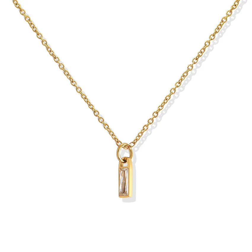 Rectangular Column Pendant Titanium Steel Necklace