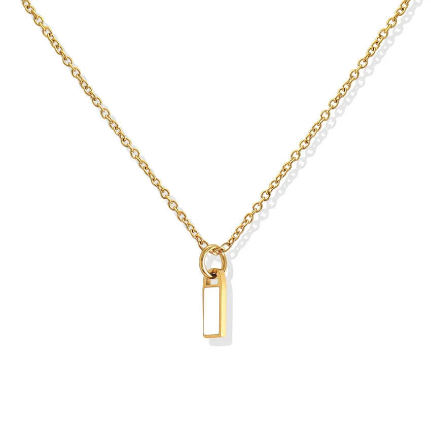 Rectangular Column Pendant Titanium Steel Necklace