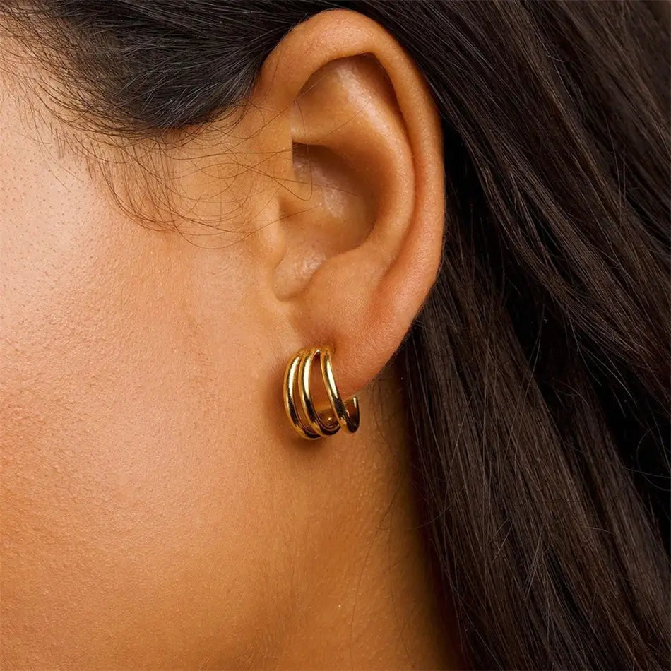 Big Triple Hoop Earrings