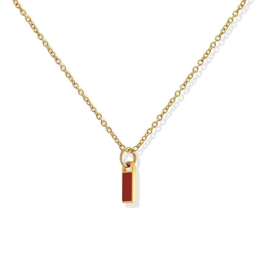 Rectangular Column Pendant Titanium Steel Necklace