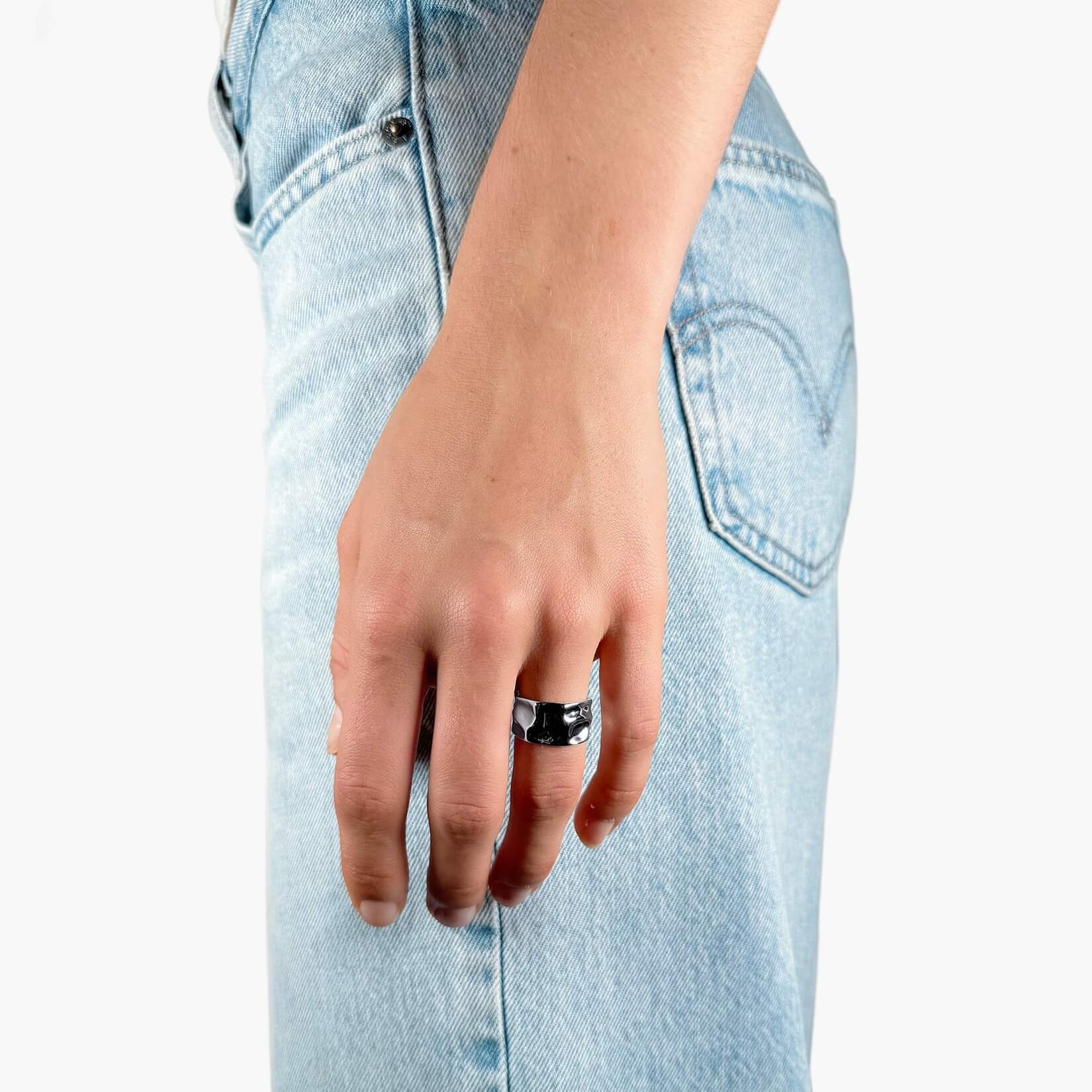 Foil Texture Cuff Ring