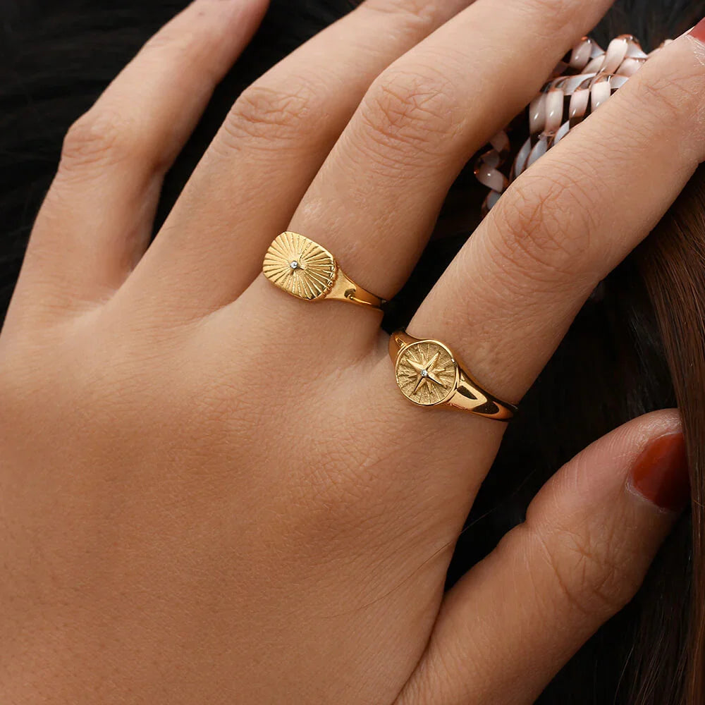 Zircon Sun Signet Ring