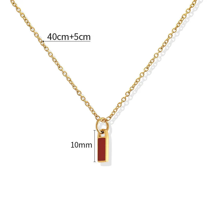 Rectangular Column Pendant Titanium Steel Necklace