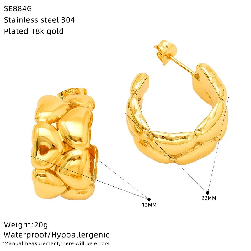 Cross border fashion between Europe and America, cold and high-end, irregular design, trendy and cool, versatile titanium steel earrings, wholesale for women