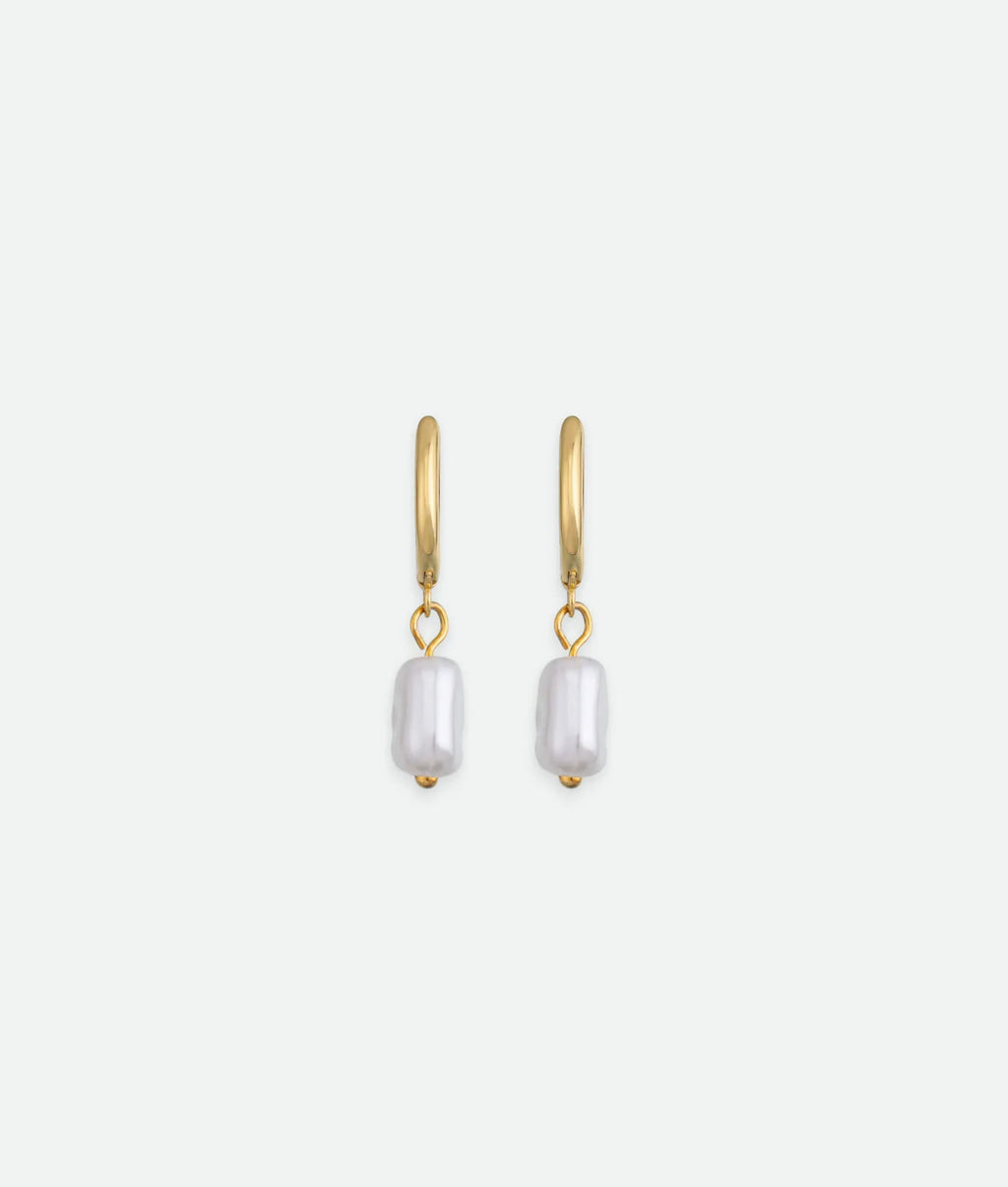 Pearl Charm Hoop Earrings