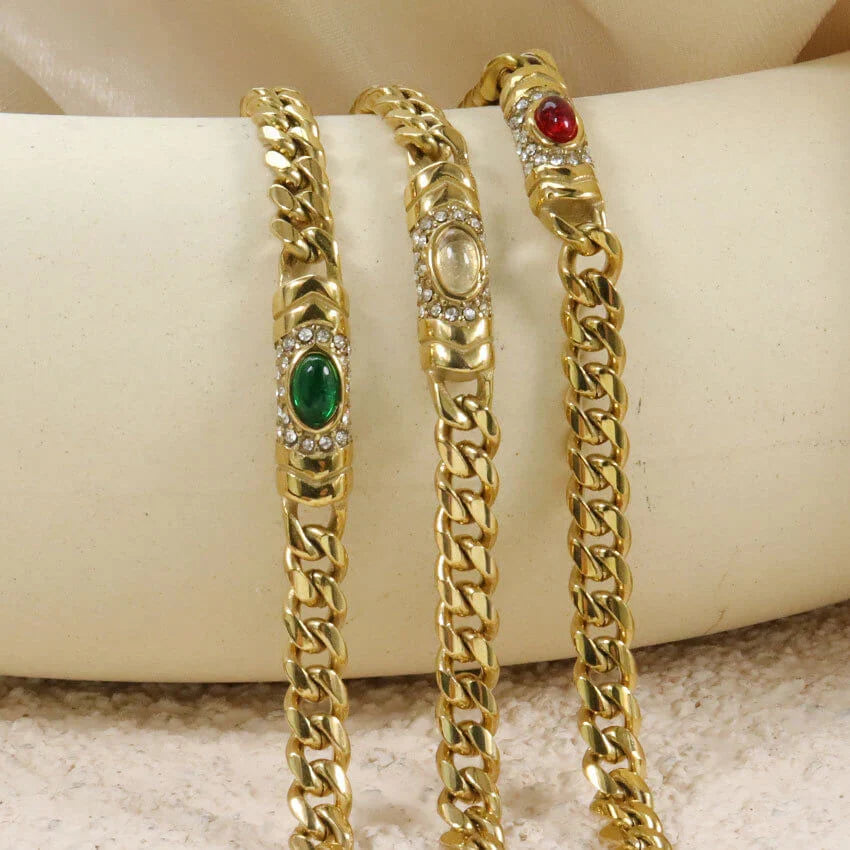 Retro Cuban Stone Bracelet