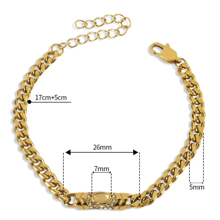 Retro Cuban Stone Bracelet