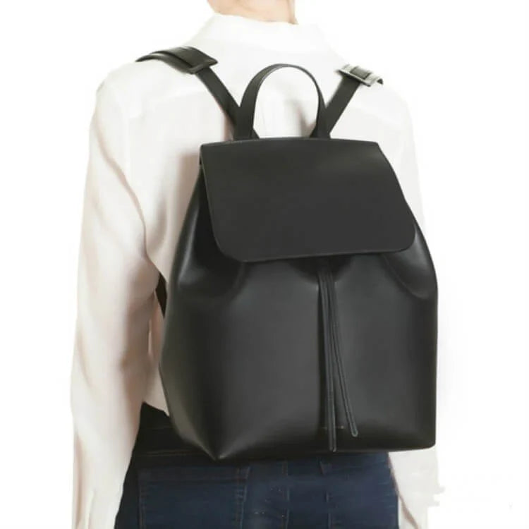 Drawstring Leather Backpack