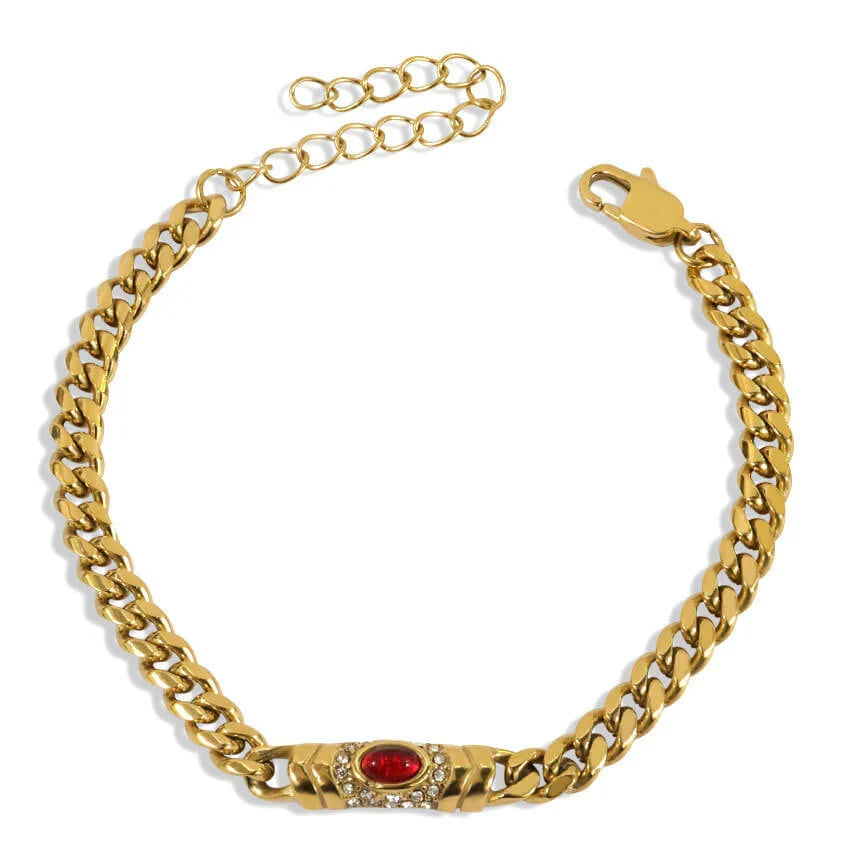 Retro Cuban Stone Bracelet