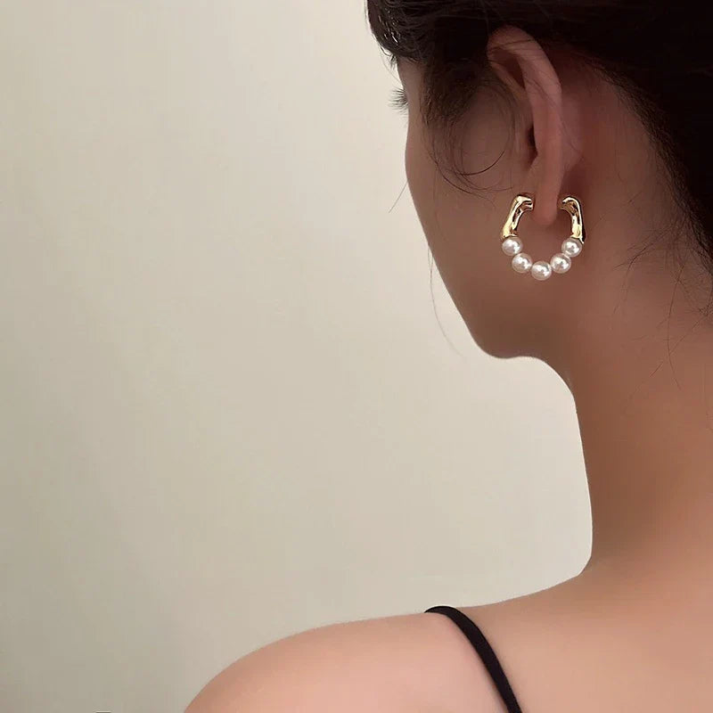 Gold Pearl Earrings