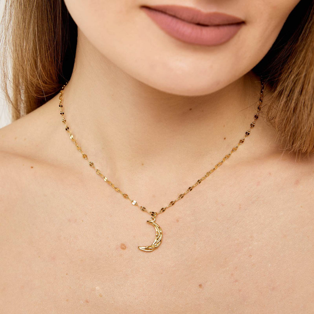 Hammered Crescent Necklace