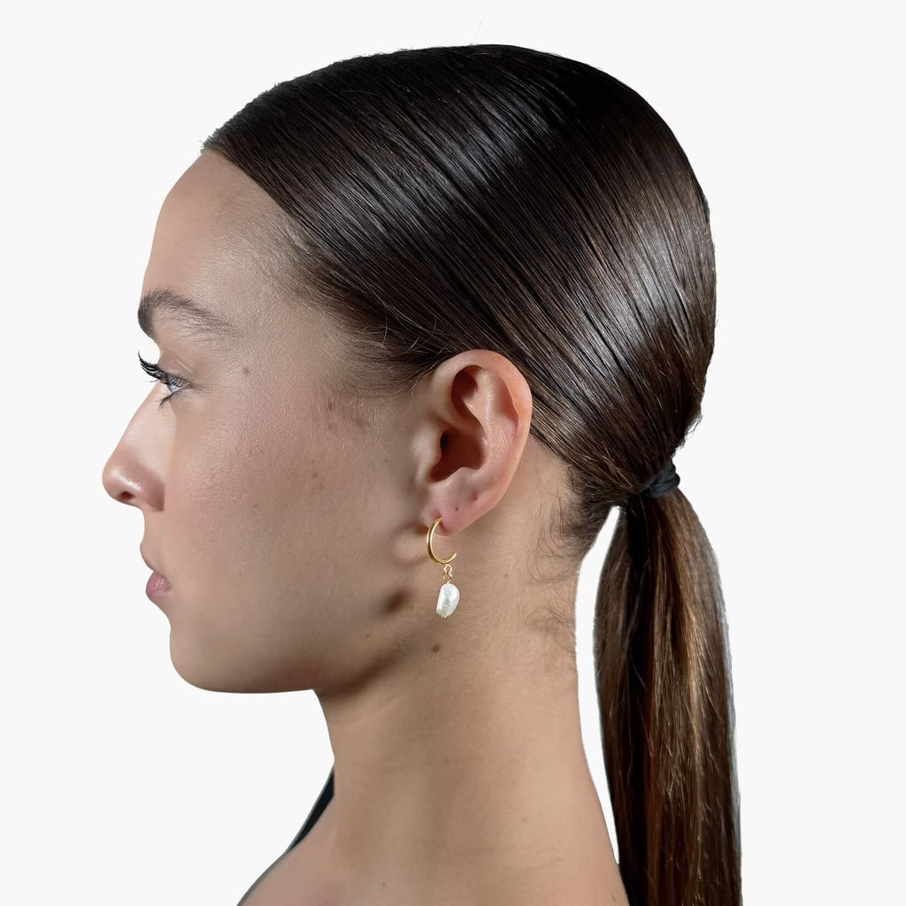Pearl Open Hoop Earrings