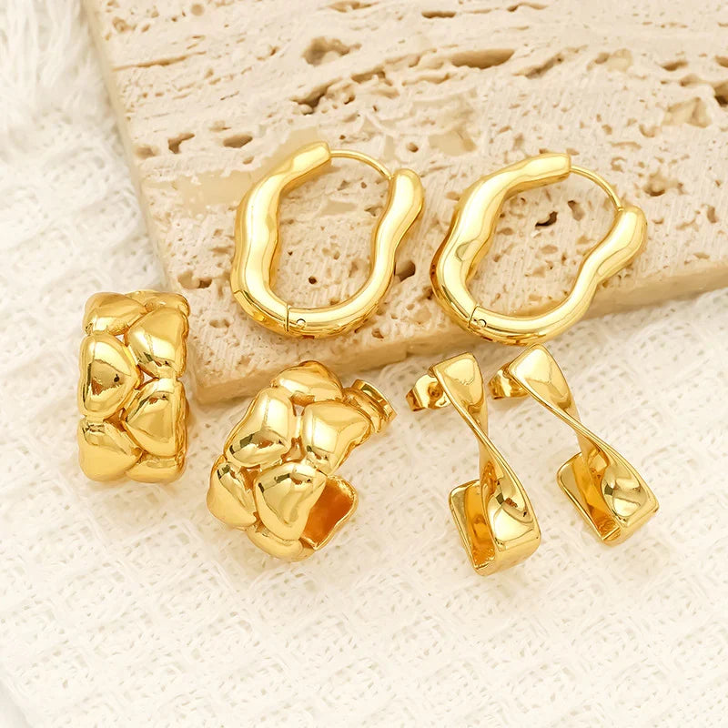 Cross border fashion between Europe and America, cold and high-end, irregular design, trendy and cool, versatile titanium steel earrings, wholesale for women
